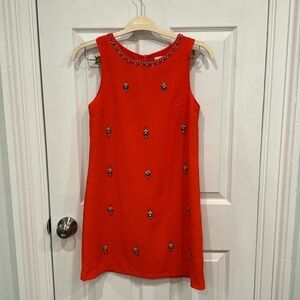 Red Embellished Sleeveless Dress